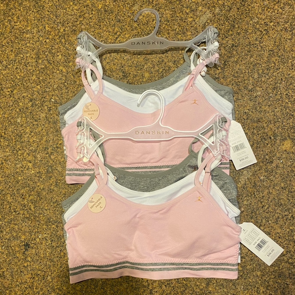 NWT Danskin Girls training bra/sports bra 6 pack